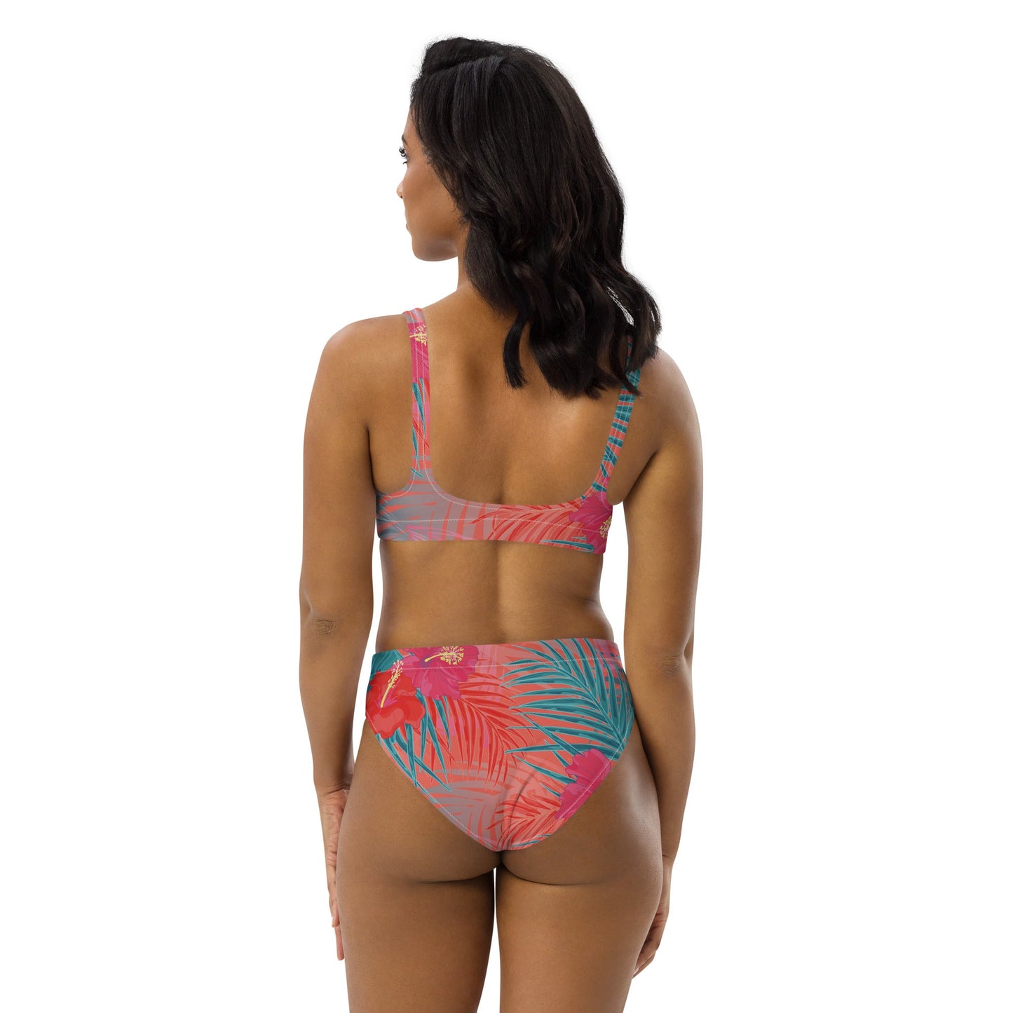 Pink and sky blue swimsuit for Her | Women's high - waisted bikini | Beach Babes - PratSN