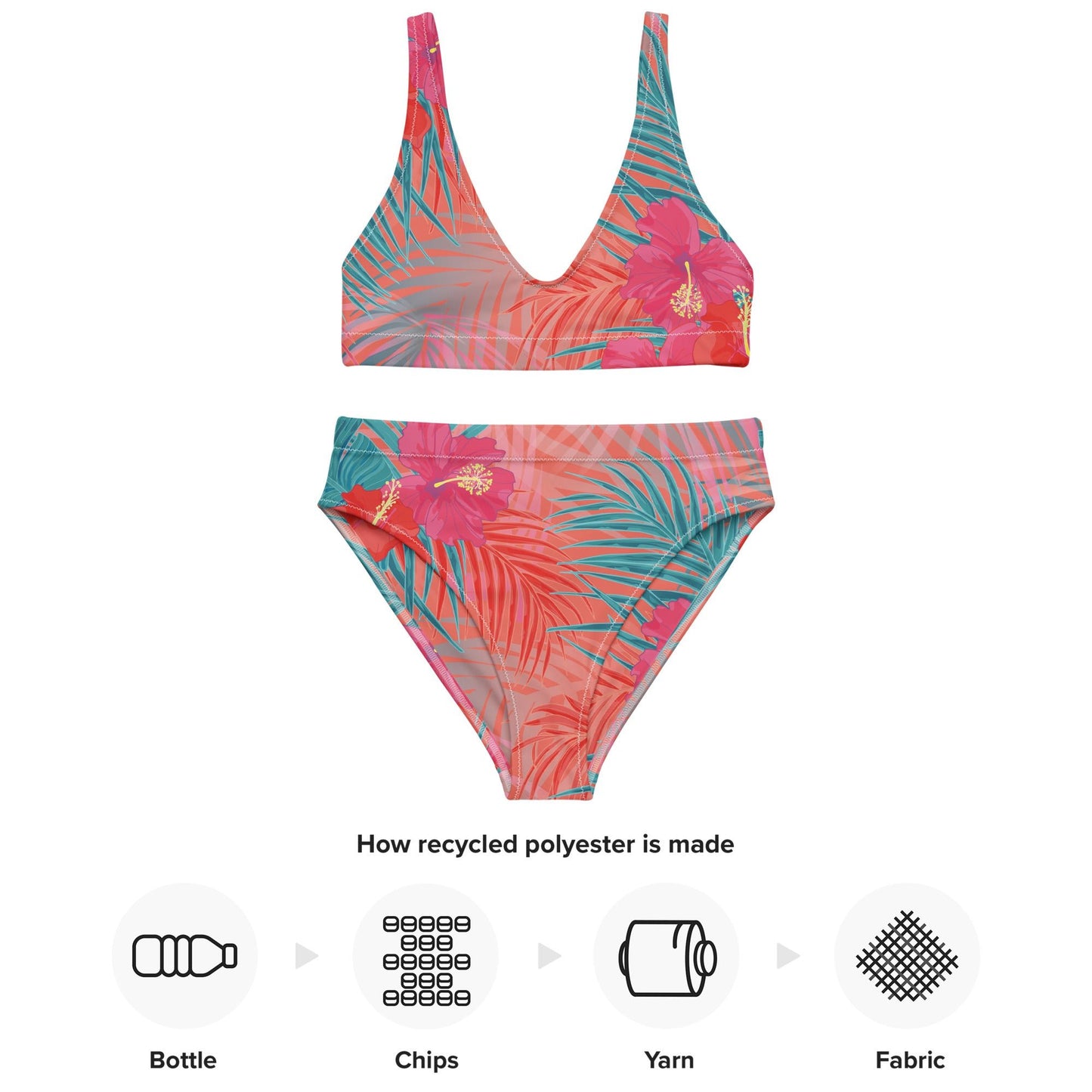 Pink and sky blue swimsuit for Her | Women's high - waisted bikini | Beach Babes - PratSN