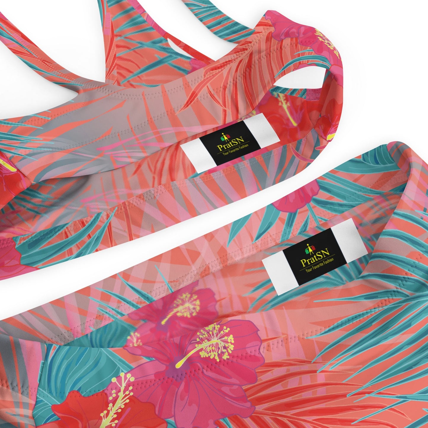 Pink and sky blue swimsuit for Her | Women's high - waisted bikini | Beach Babes - PratSN