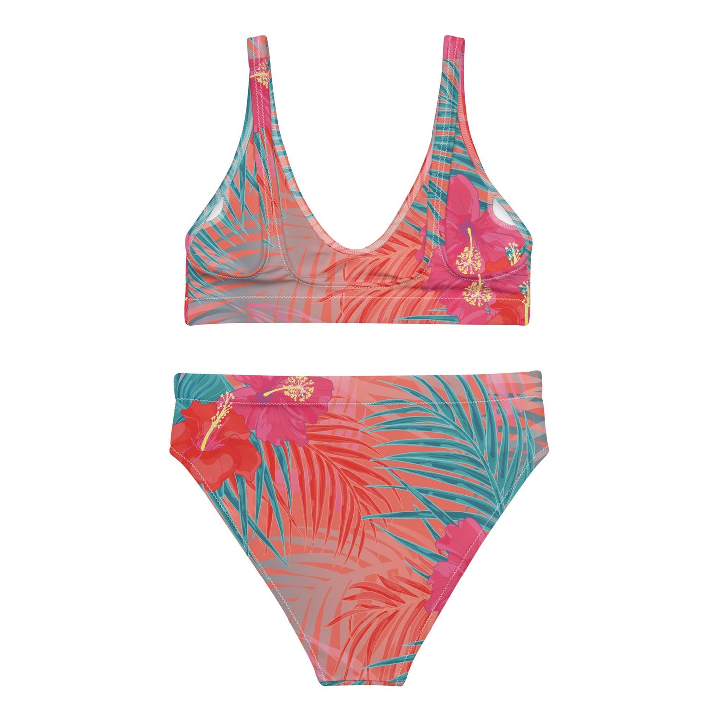 Pink and sky blue swimsuit for Her | Women's high - waisted bikini | Beach Babes - PratSN