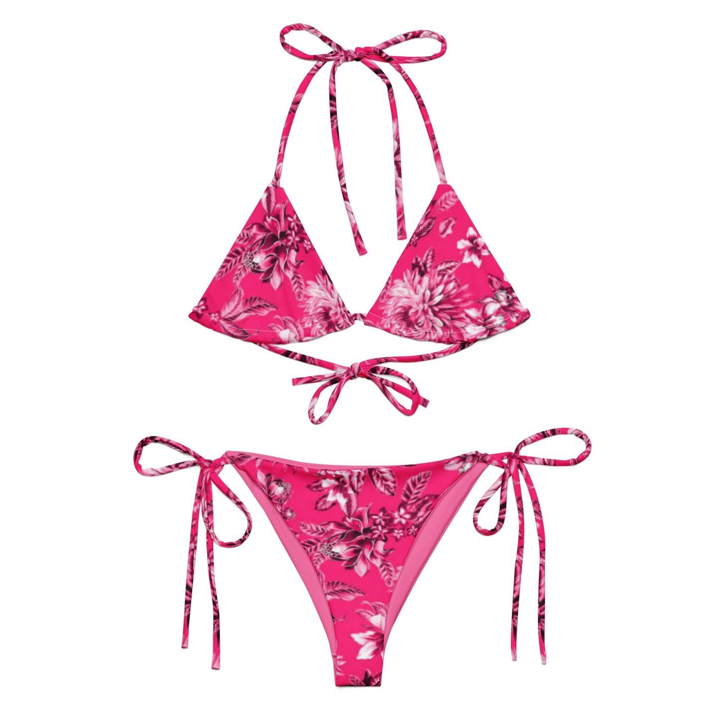 Pink Floral String bikini | Halter Bikini | String Bralett for Beach Babes - PratSN