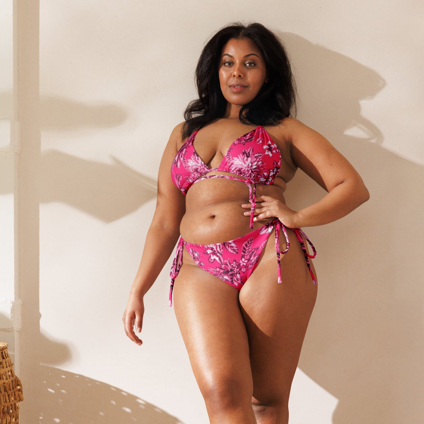 Pink Floral String bikini | Halter Bikini | String Bralett for Beach Babes - PratSN