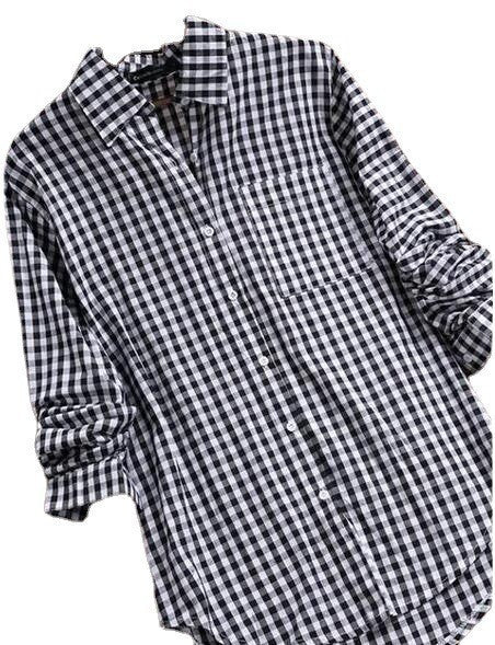 Plaid Long - sleeved Long - sleeved Long - sleeved Shirt With Buttons For Women - PratSN