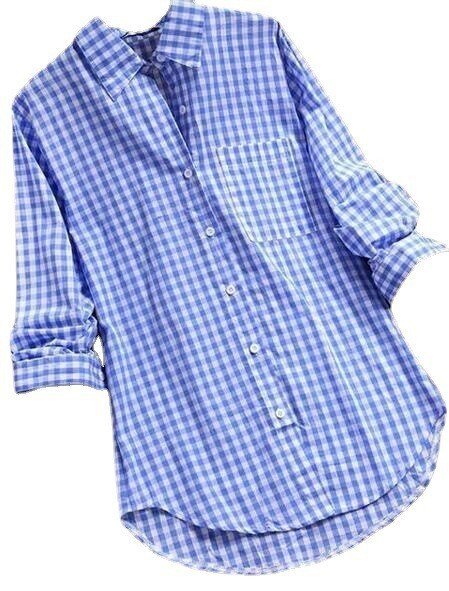 Plaid Long - sleeved Long - sleeved Long - sleeved Shirt With Buttons For Women - PratSN