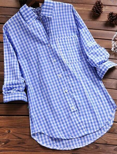Plaid Long - sleeved Long - sleeved Long - sleeved Shirt With Buttons For Women - PratSN