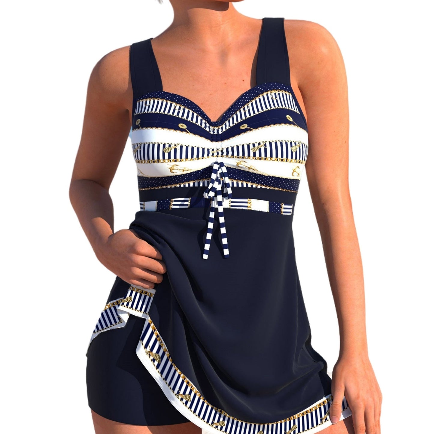 Plus Size Quick - drying Women's Split Skirt Bikini Swimsuit - PratSN