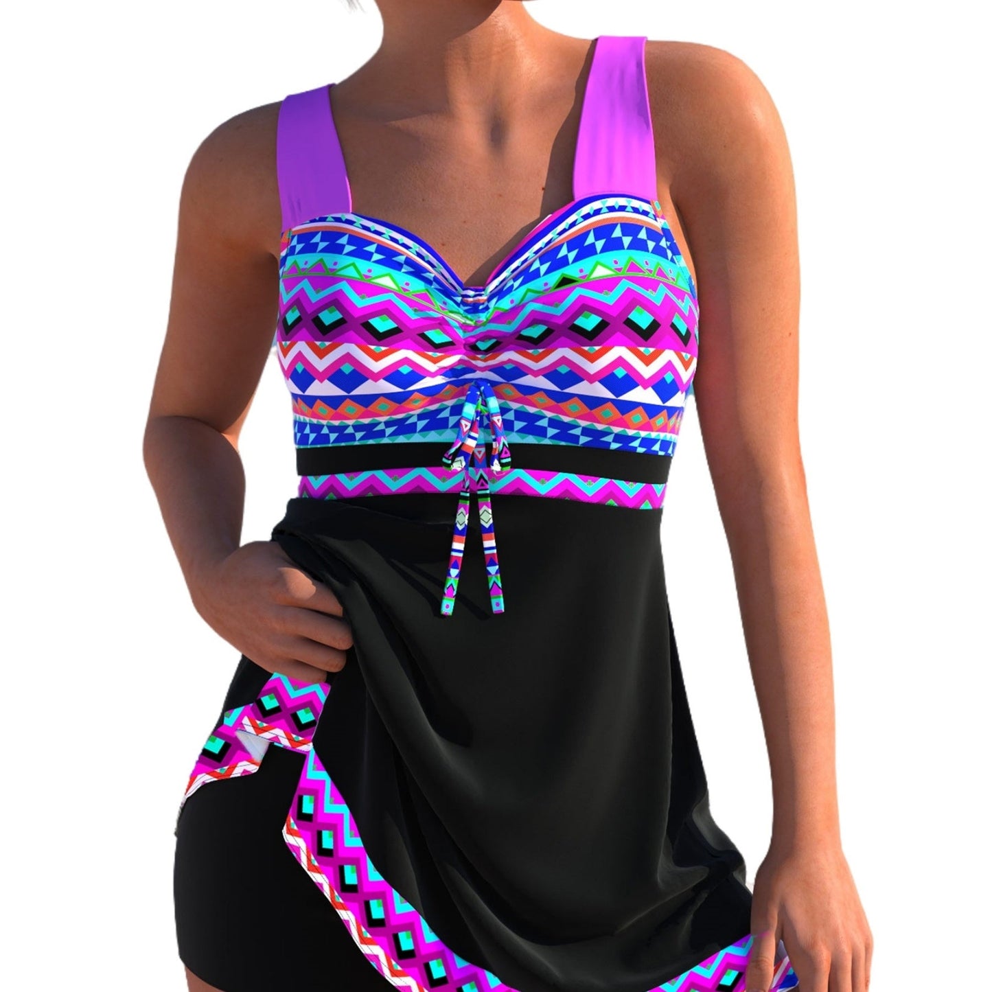 Plus Size Quick - drying Women's Split Skirt Bikini Swimsuit - PratSN
