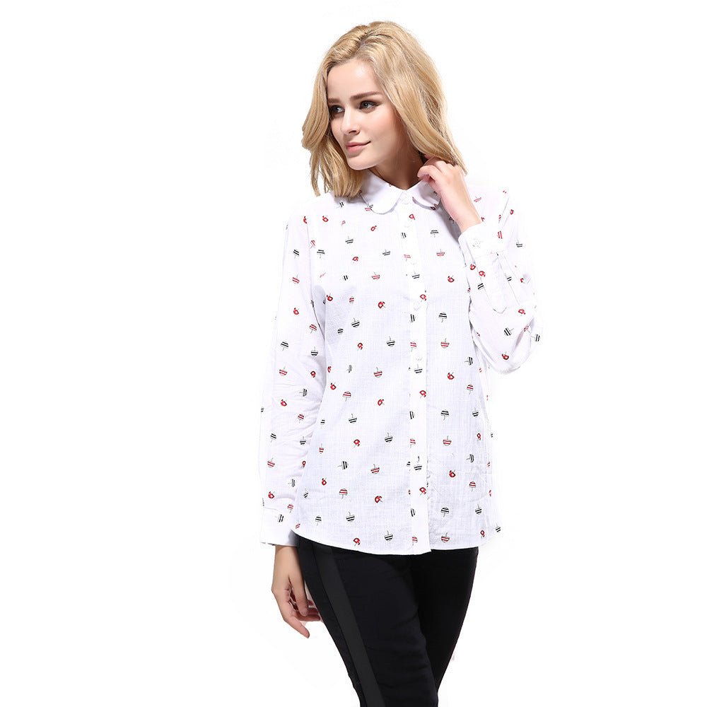 Plus Size Women Printed Long Sleeved Shirt - PratSN