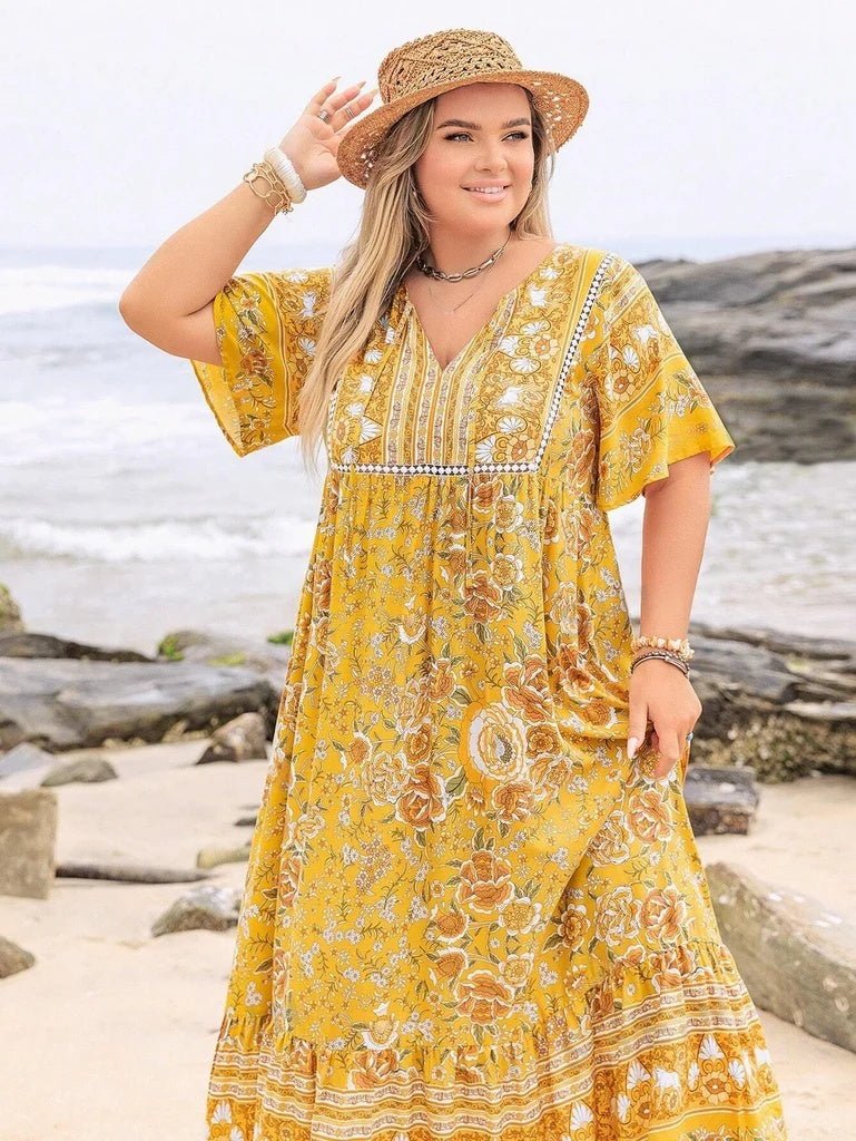 Plus Size Women's Dresses Bohemian Leisure Vacation - PratSN