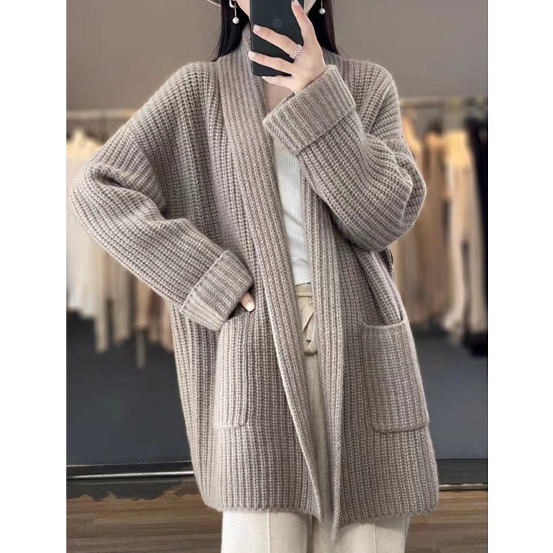 Plus Size Women's Sweater Cardigan Mid - length - PratSN