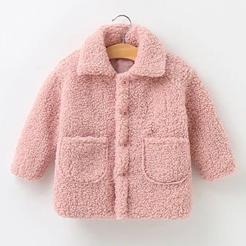 Plush Girls Coat Autumn Winter Lambswool Kids Jacket Fashion Little Princess Christmas Outerwear 2 4 6 8 Years Children Clothing - PratSN