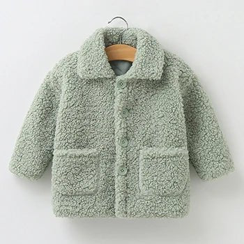 Plush Girls Coat Autumn Winter Lambswool Kids Jacket Fashion Little Princess Christmas Outerwear 2 4 6 8 Years Children Clothing - PratSN