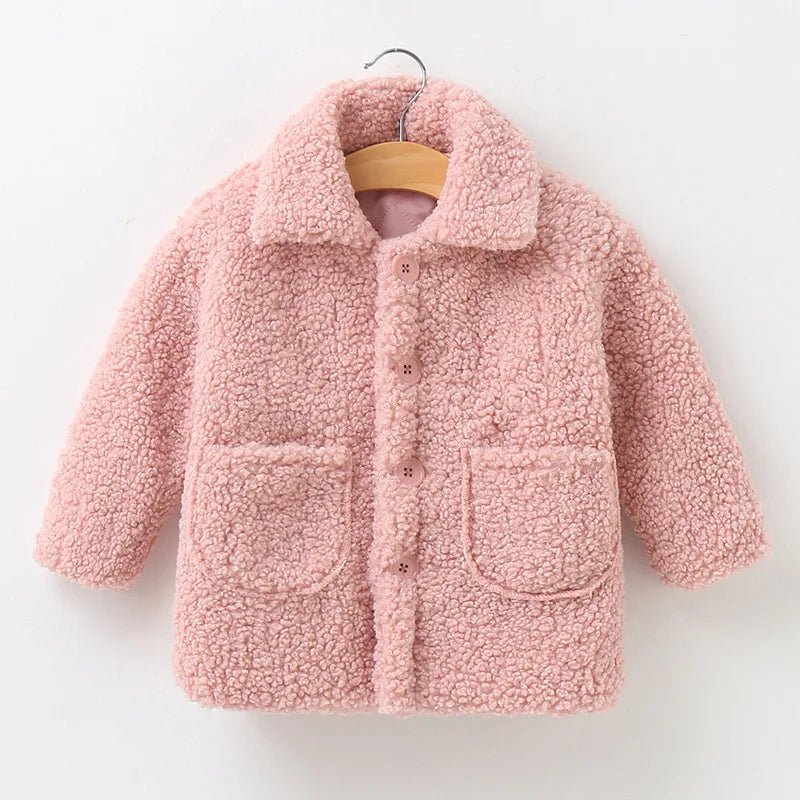 Plush Girls Coat Autumn Winter Lambswool Kids Jacket Fashion Little Princess Christmas Outerwear 2 4 6 8 Years Children Clothing - PratSN