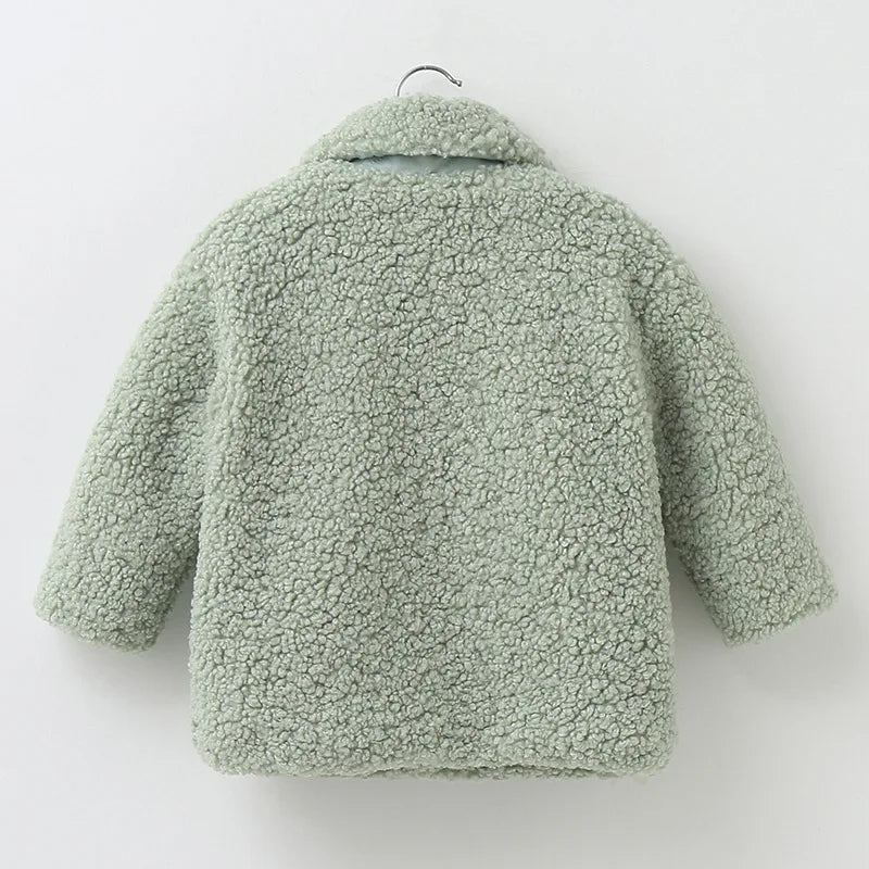 Plush Girls Coat Autumn Winter Lambswool Kids Jacket Fashion Little Princess Christmas Outerwear 2 4 6 8 Years Children Clothing - PratSN