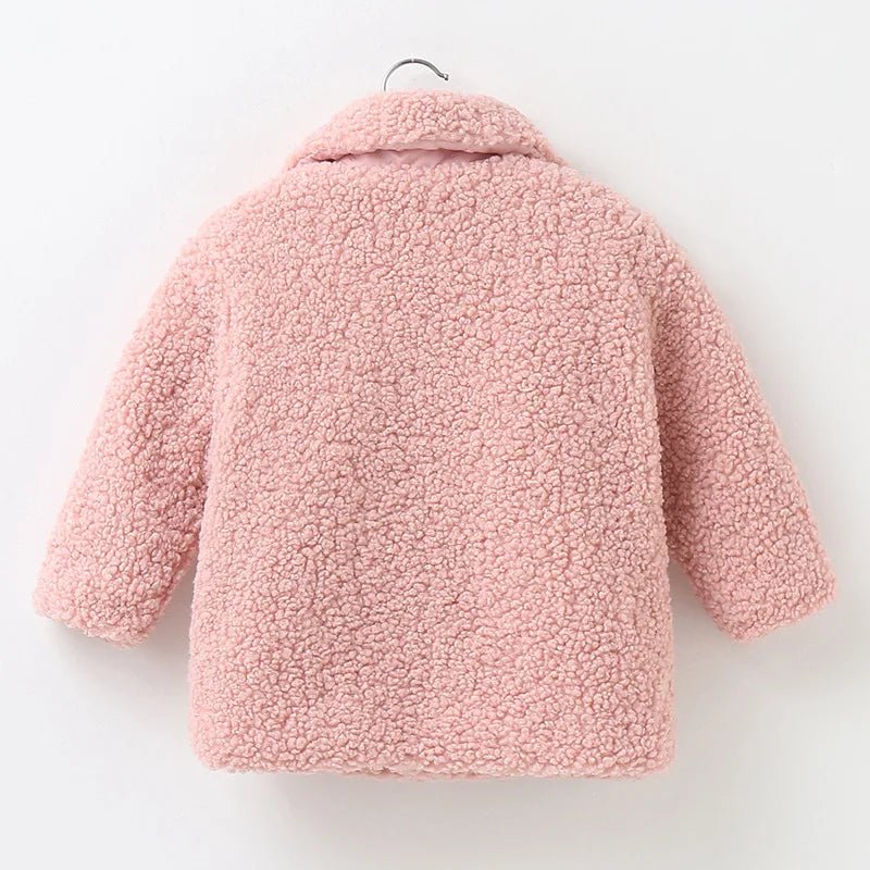 Plush Girls Coat Autumn Winter Lambswool Kids Jacket Fashion Little Princess Christmas Outerwear 2 4 6 8 Years Children Clothing - PratSN