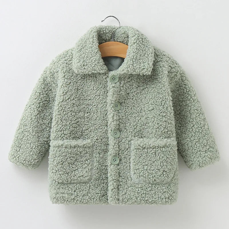 Plush Girls Coat Autumn Winter Lambswool Kids Jacket Fashion Little Princess Christmas Outerwear 2 4 6 8 Years Children Clothing - PratSN