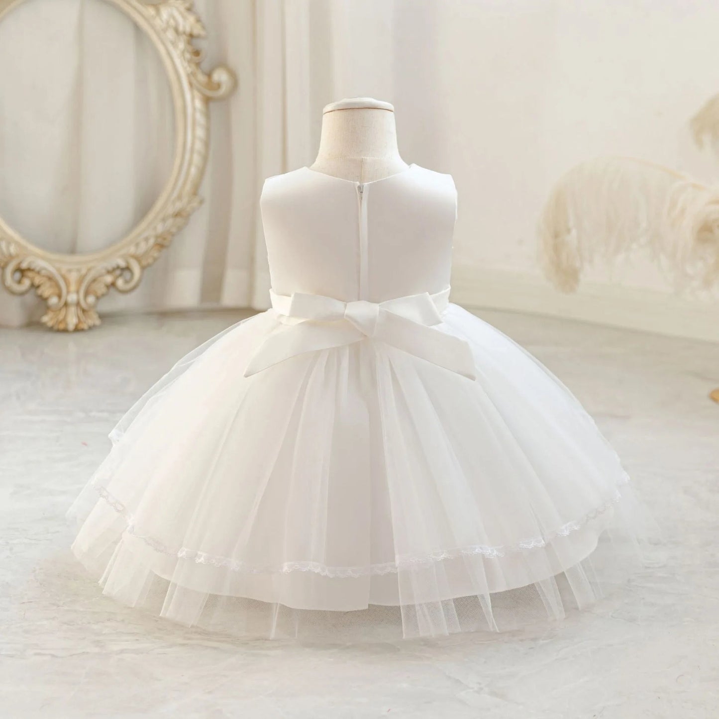 Princess Dress For Baby Girls First Birthday Sleeveless Lace Flower Girl Gown - PratSN