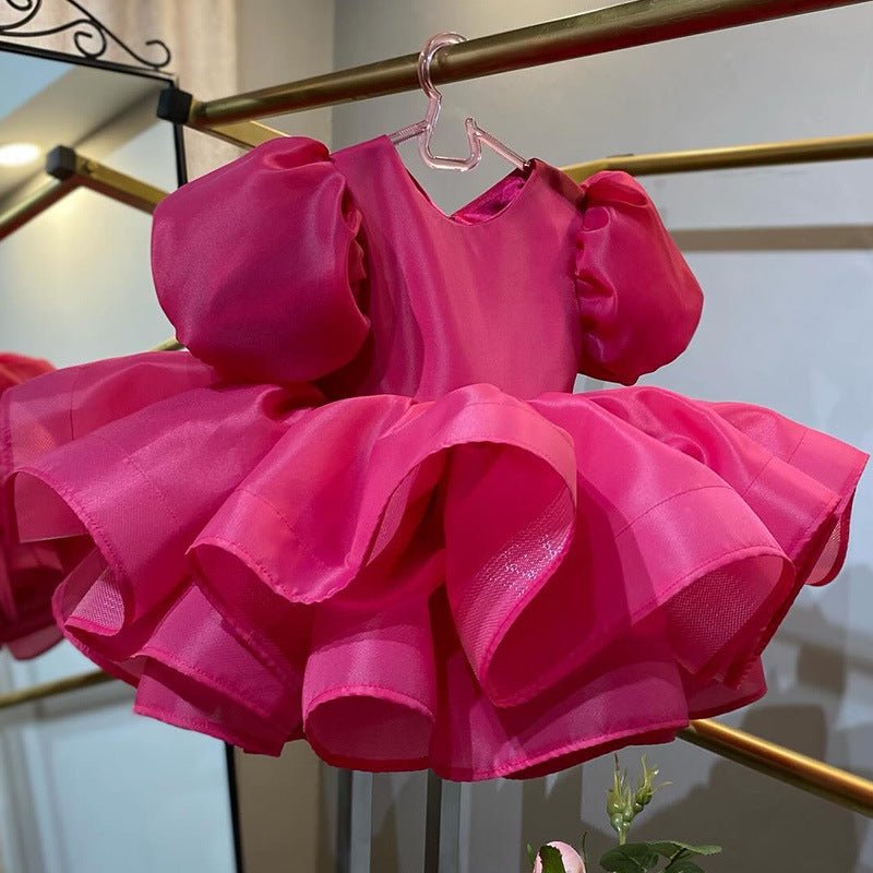 Princess Dress Puff Sleeve Piano Baby Girl First Birthday Dress - PratSN