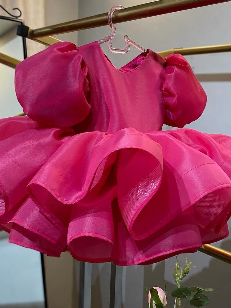 Princess Dress Puff Sleeve Piano Baby Girl First Birthday Dress - PratSN