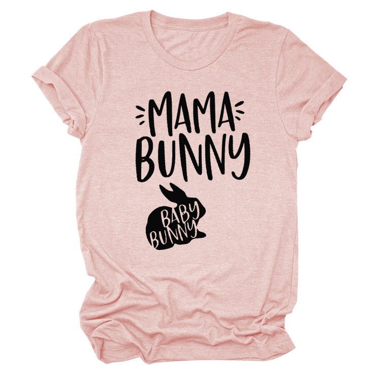 Rabbit Print Letters Short - Sleeved T-Shirt Top - PratSN