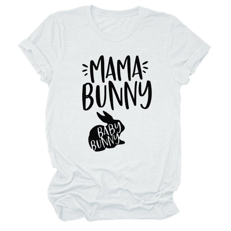 Rabbit Print Letters Short - Sleeved T-Shirt Top - PratSN