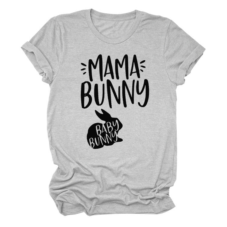 Rabbit Print Letters Short - Sleeved T-Shirt Top - PratSN