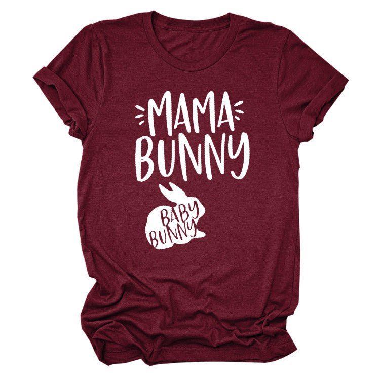 Rabbit Print Letters Short - Sleeved T-Shirt Top - PratSN