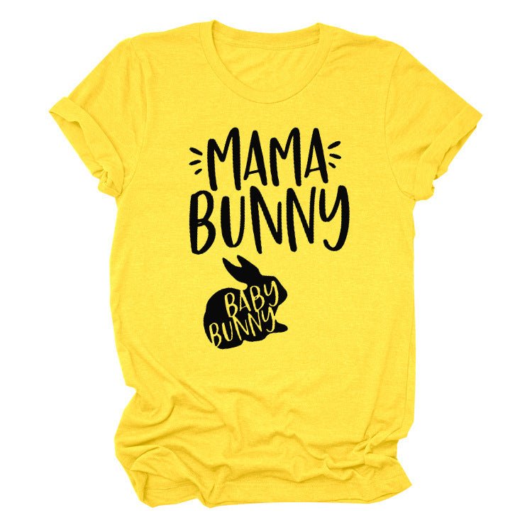 Rabbit Print Letters Short - Sleeved T-Shirt Top - PratSN