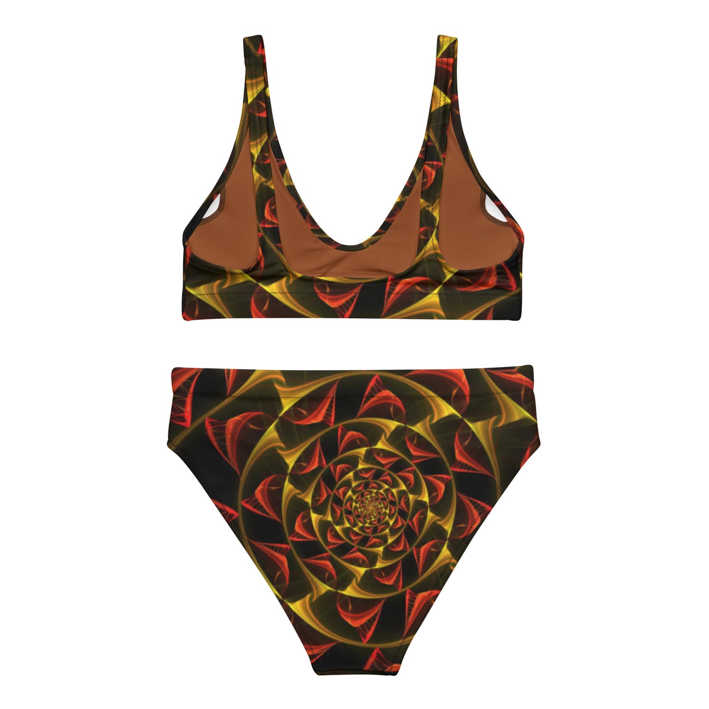 Recycled high - waisted bikini, Black Gold Red Two Piece Bikini, Swimsuit for Women Vacation Beachwear Cruise Swimsuit, Bikini, Gift Bathing Suit - PratSN