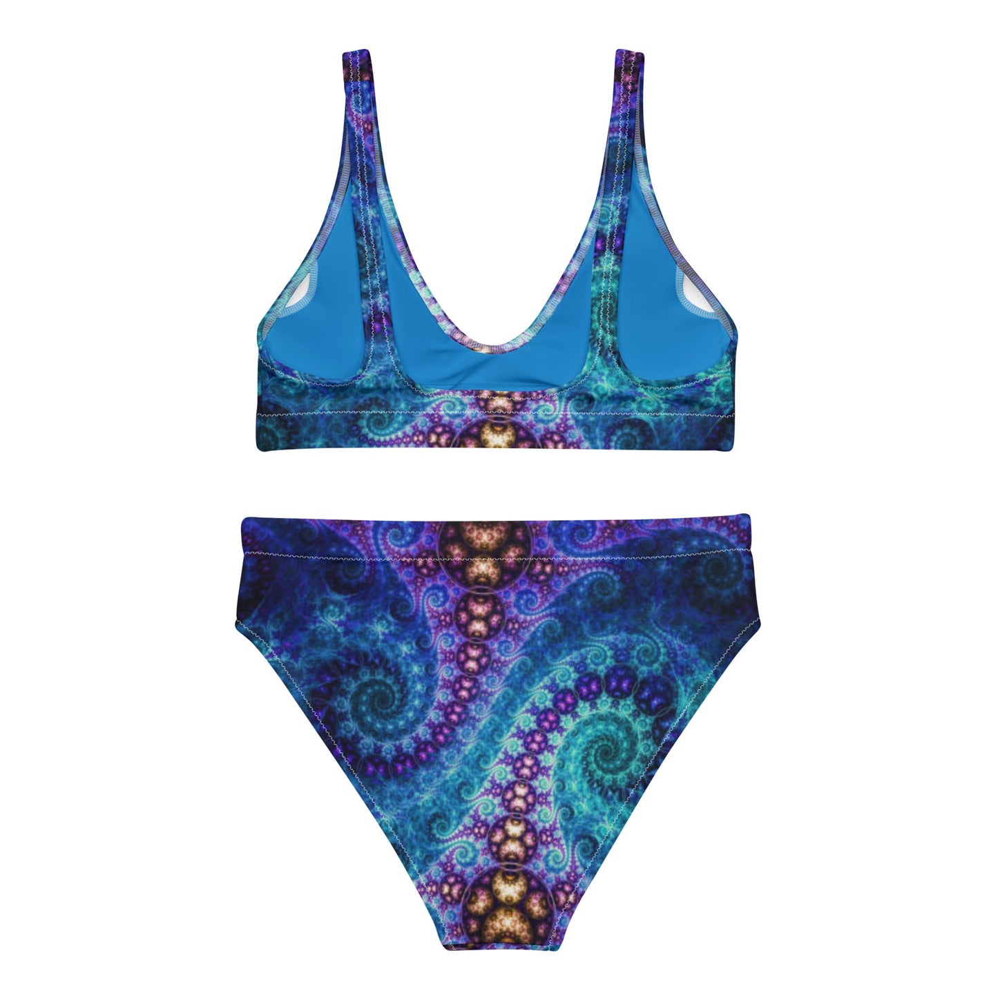 Recycled high - waisted bikini, Blue Brown Two piece Bikini, Swimsuit for Women Vacation Beachwear Cruise Swimsuit, Bikini, Gift Bathing Suit - PratSN