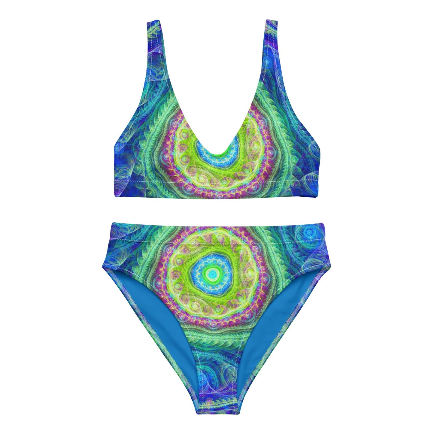 Recycled high - waisted bikini, Blue Green Bikini, Swimsuit for Women Vacation Beachwear Cruise Swimsuit, Bikini, Gift Bathing Suit - PratSN