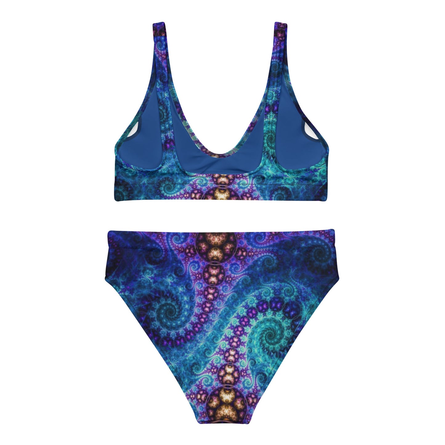 Recycled high - waisted bikini, Blue Two Piece Swimsuit for Women Vacation Beachwear Cruise Swimsuit, Bikini, Gift Bathing Suit - PratSN