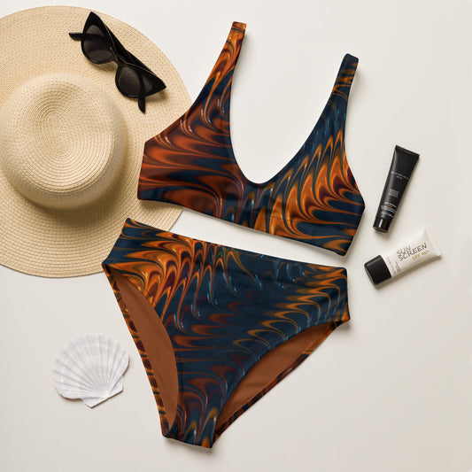 Recycled high - waisted bikini, Brown Beach dress, Beach dress for summer and spring - PratSN