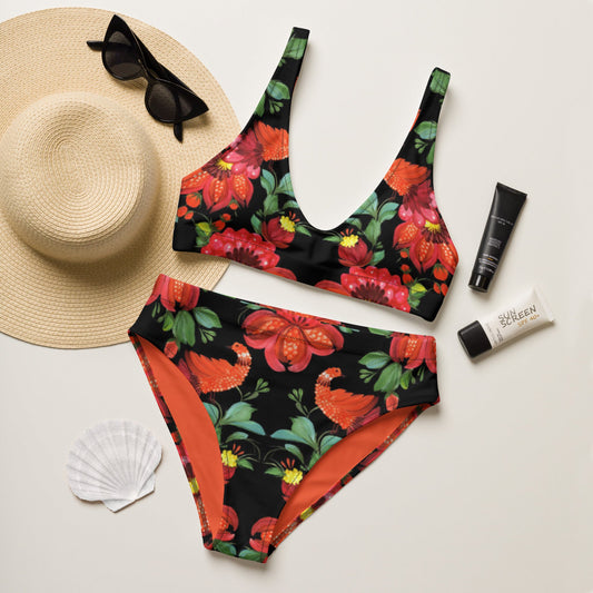 Recycled high - waisted bikini, Floral Pattern - PratSN