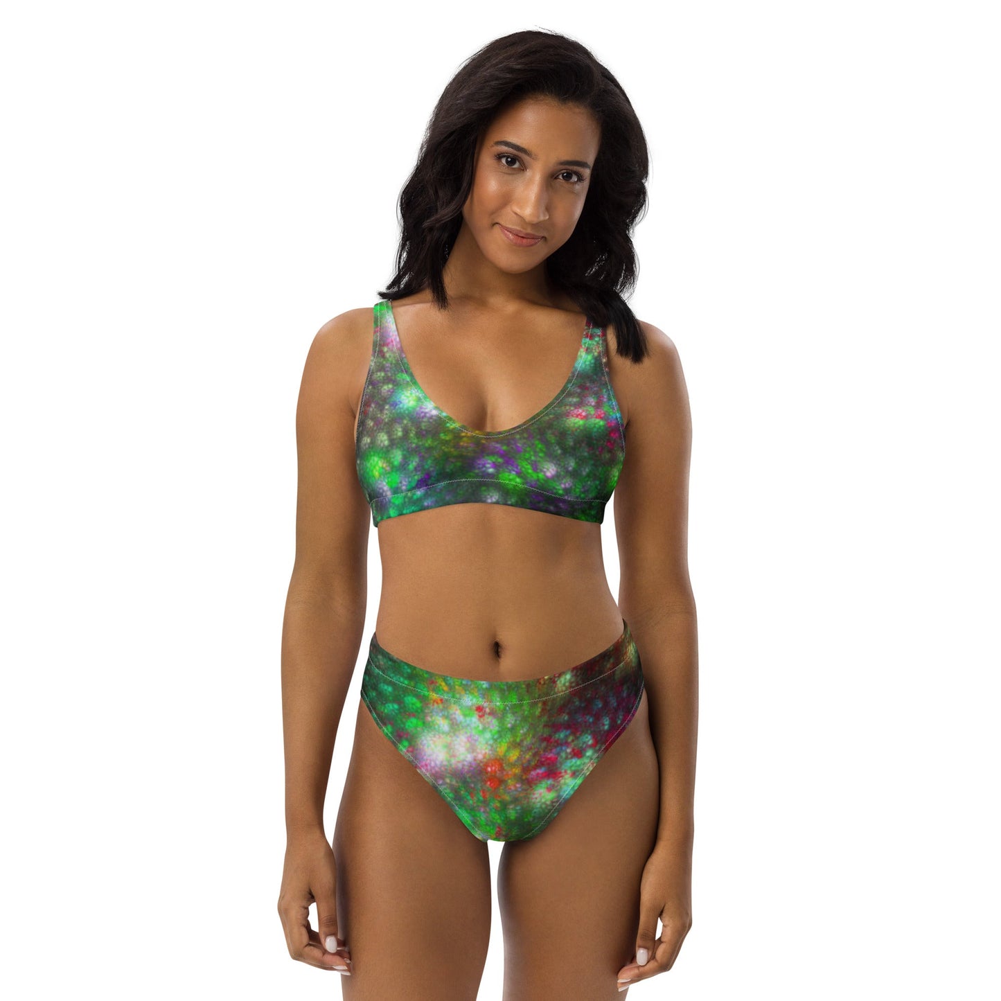 Recycled high - waisted bikini, Green Swimsuit for Women Vacation Beachwear Cruise Swimsuit, Bikini, Gift Bathing Suit - PratSN