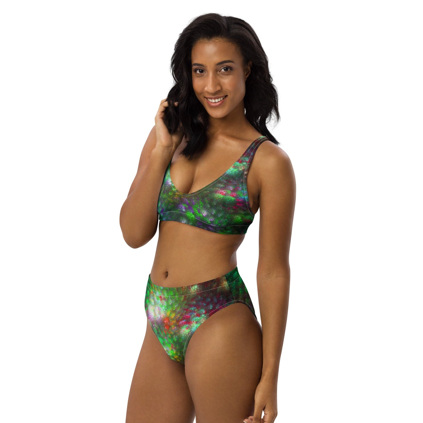 Recycled high - waisted bikini, Green Swimsuit for Women Vacation Beachwear Cruise Swimsuit, Bikini, Gift Bathing Suit - PratSN
