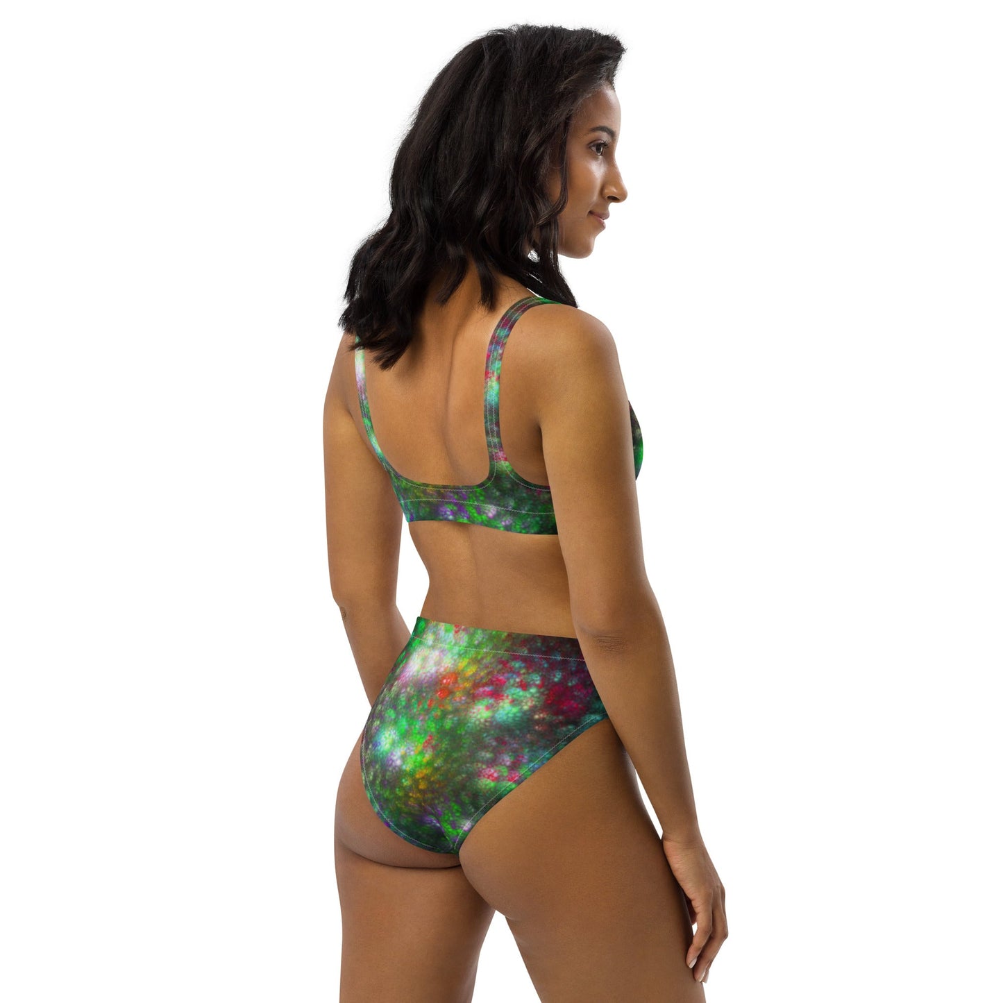 Recycled high - waisted bikini, Green Swimsuit for Women Vacation Beachwear Cruise Swimsuit, Bikini, Gift Bathing Suit - PratSN