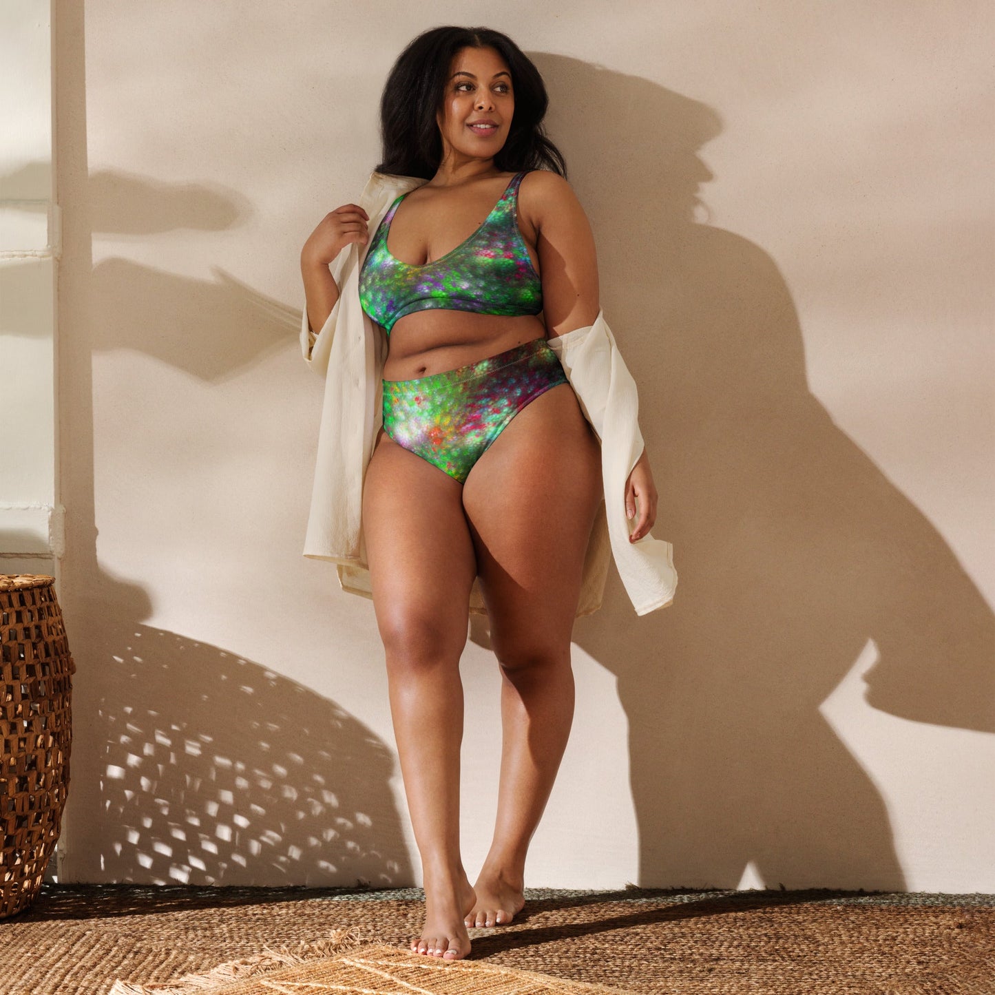 Recycled high - waisted bikini, Green Swimsuit for Women Vacation Beachwear Cruise Swimsuit, Bikini, Gift Bathing Suit - PratSN