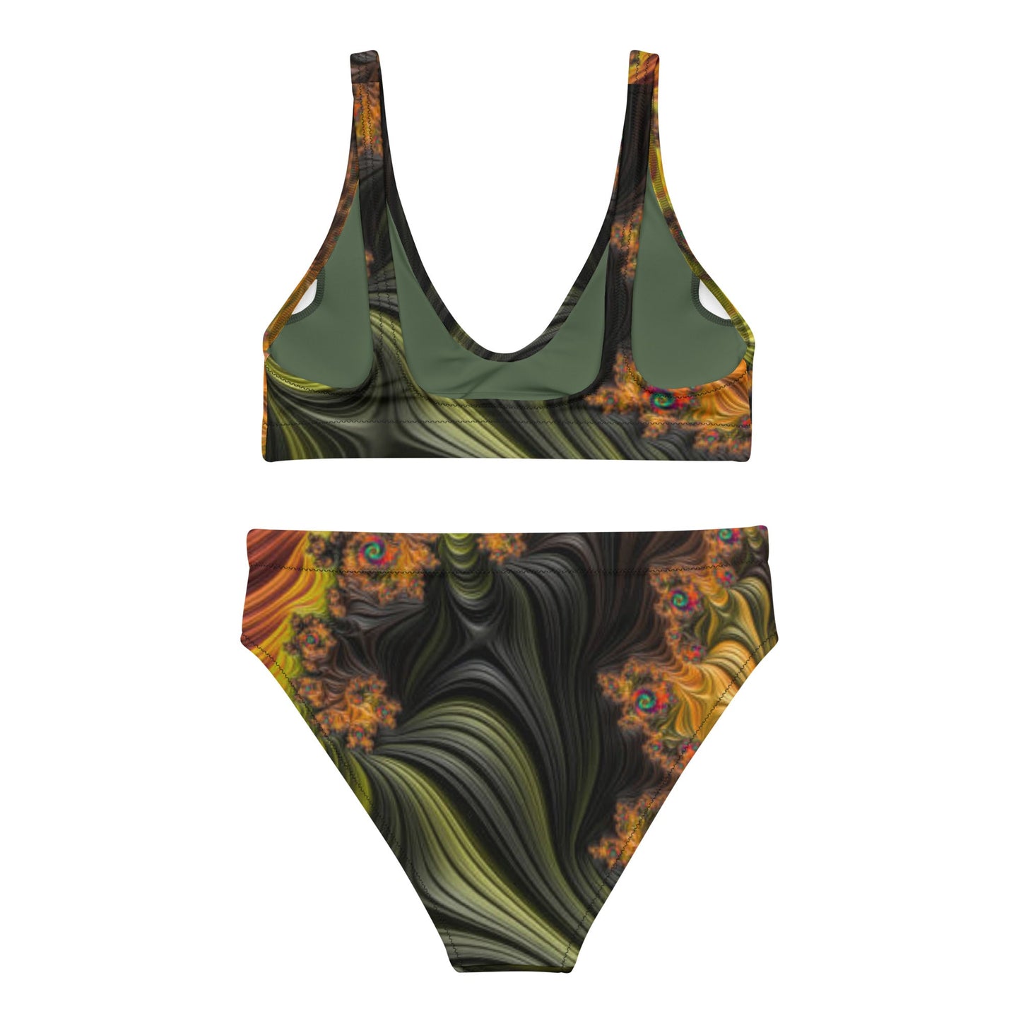 Recycled high - waisted bikini, Olive Two Piece Swimsuit for Women Vacation Beachwear Cruise Swimsuit, Bikini, Gift Bathing Suit - PratSN