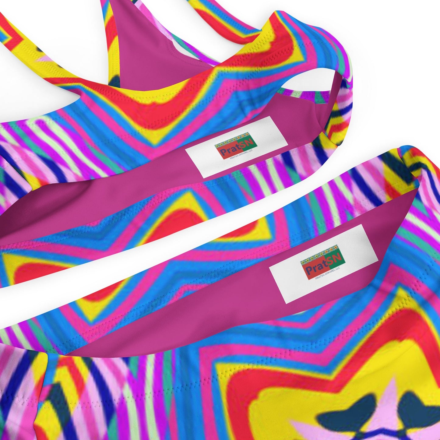 Recycled high - waisted bikini, Purple Yellow Beach dress, Beach dress for summer and spring - PratSN