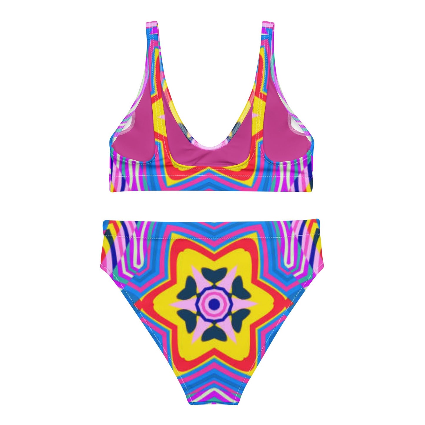 Recycled high - waisted bikini, Purple Yellow Beach dress, Beach dress for summer and spring - PratSN