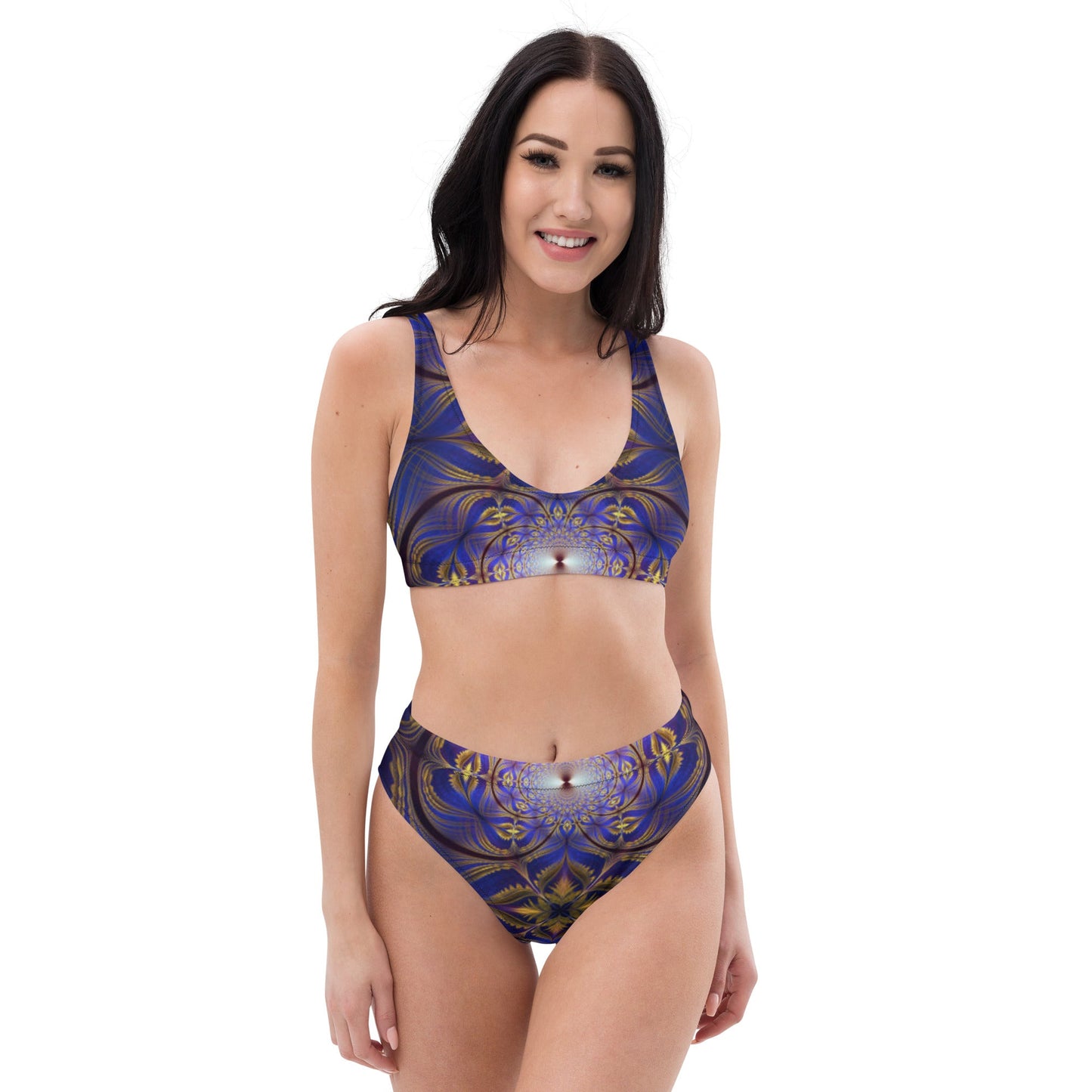 Recycled high - waisted bikini, Two Piece Swimsuit for Women Vacation Beachwear Cruise Swimsuit Bikini, Gift Blue Bathing Suit - PratSN