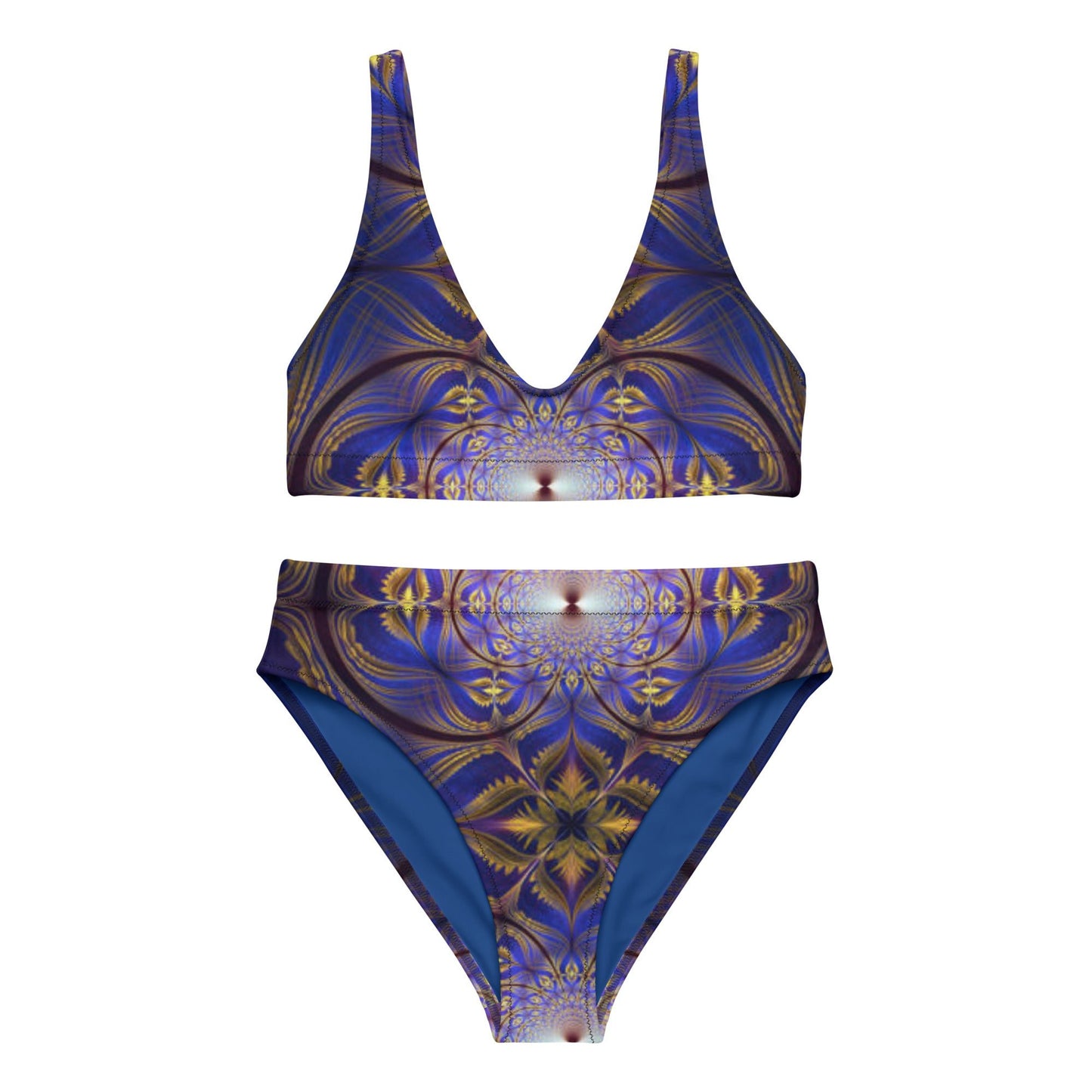 Recycled high - waisted bikini, Two Piece Swimsuit for Women Vacation Beachwear Cruise Swimsuit Bikini, Gift Blue Bathing Suit - PratSN