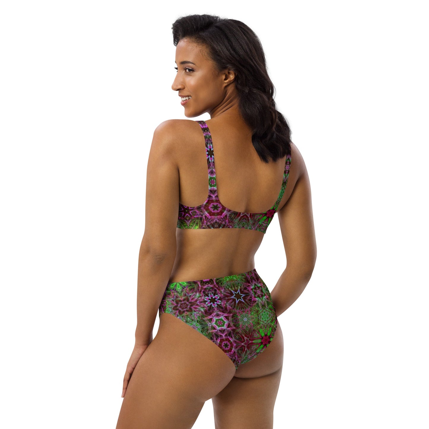 Recycled high - waisted bikini, Two Piece Swimsuit for Women Vacation Beachwear Cruise Swimsuit Bikini, Gift Green Pink Bathing Suit - PratSN