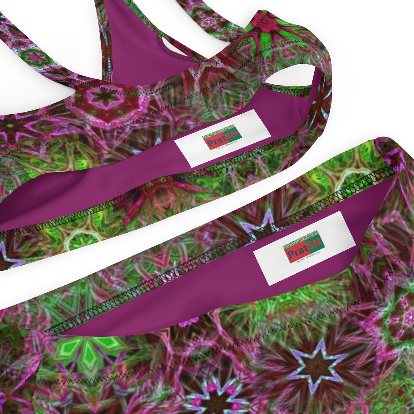 Recycled high - waisted bikini, Two Piece Swimsuit for Women Vacation Beachwear Cruise Swimsuit Bikini, Gift Green Pink Bathing Suit - PratSN