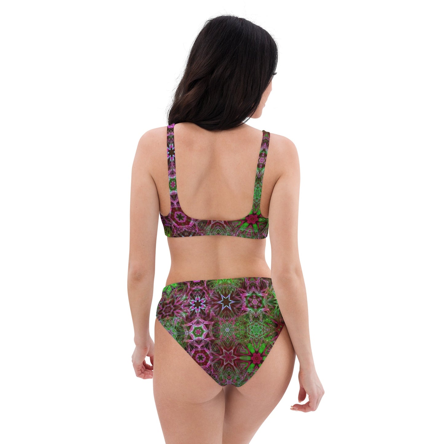 Recycled high - waisted bikini, Two Piece Swimsuit for Women Vacation Beachwear Cruise Swimsuit Bikini, Gift Green Pink Bathing Suit - PratSN