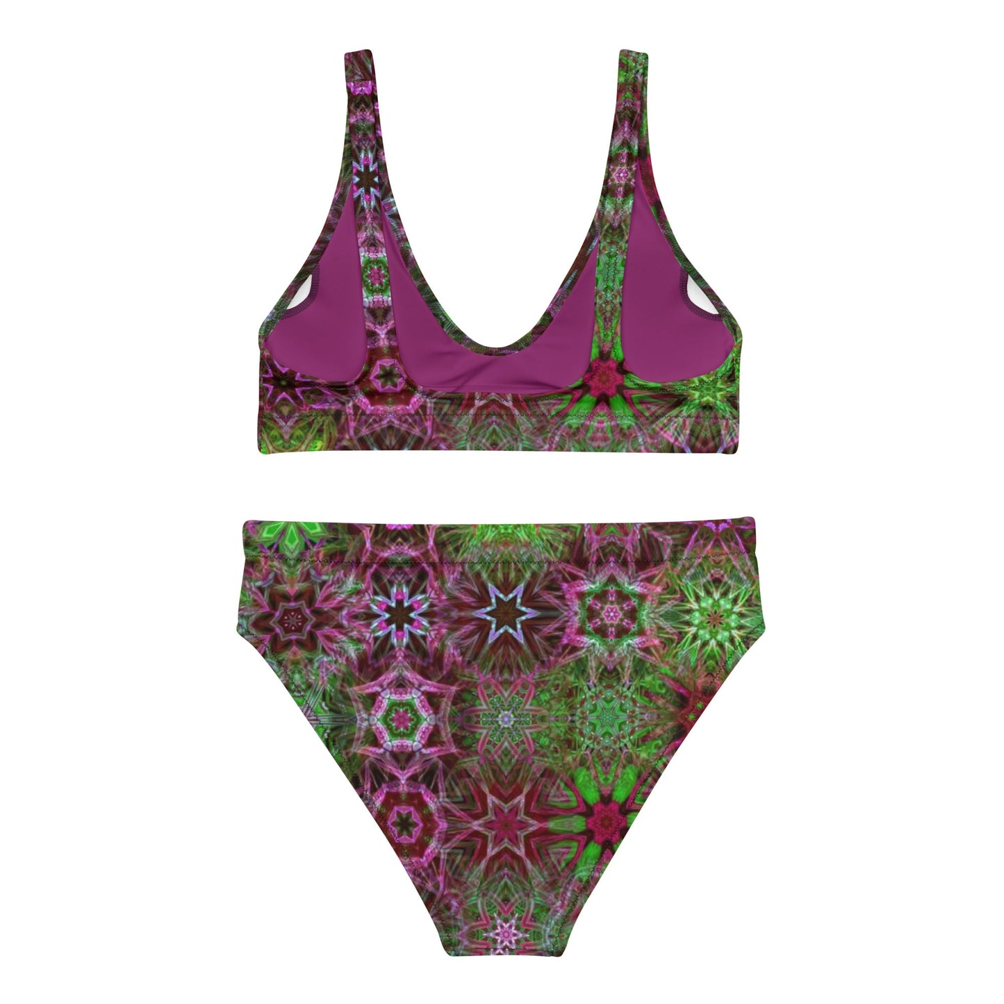 Recycled high - waisted bikini, Two Piece Swimsuit for Women Vacation Beachwear Cruise Swimsuit Bikini, Gift Green Pink Bathing Suit - PratSN