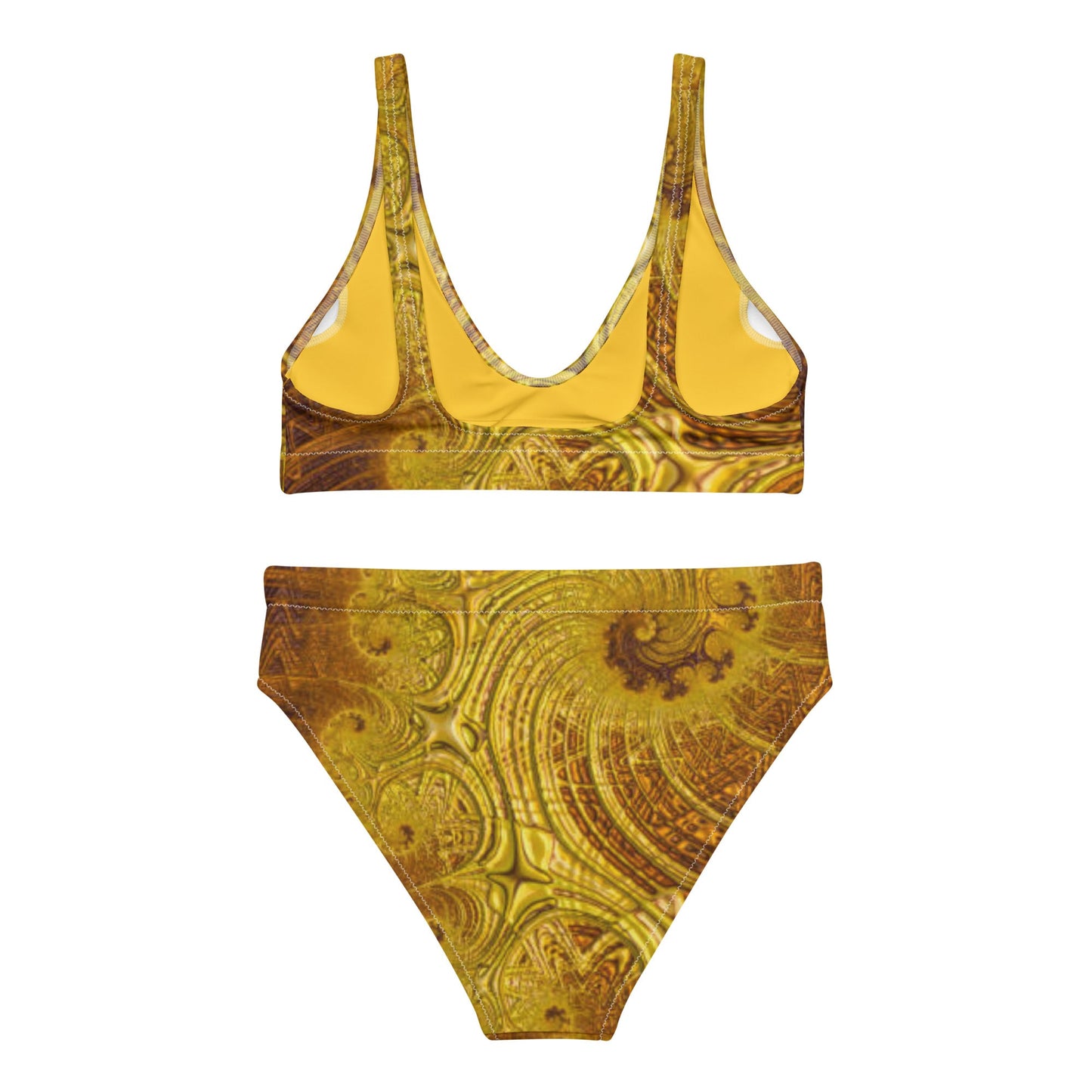 Recycled high - waisted bikini, Two Piece Swimsuit for Women Vacation Beachwear Cruise Swimsuit, Yellow Brown Bikini, Gift Bathing Suit - PratSN