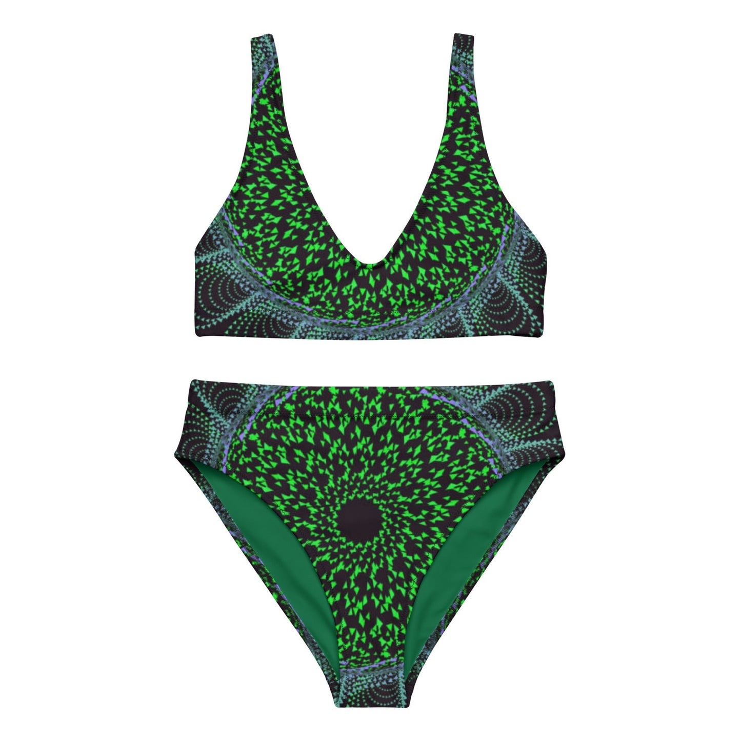 Recycled high - waisted bikini, Two Piece Swimsuit for Women's Vacation Beachwear Cruise Swimsuit Bikini, Gift Green Bathing Suit - PratSN
