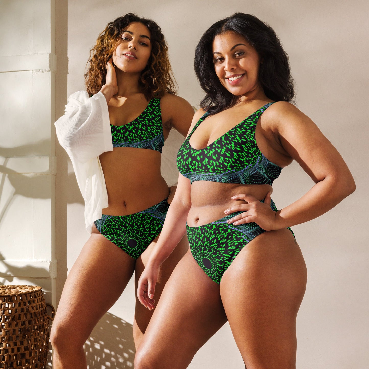 Recycled high - waisted bikini, Two Piece Swimsuit for Women's Vacation Beachwear Cruise Swimsuit Bikini, Gift Green Bathing Suit - PratSN